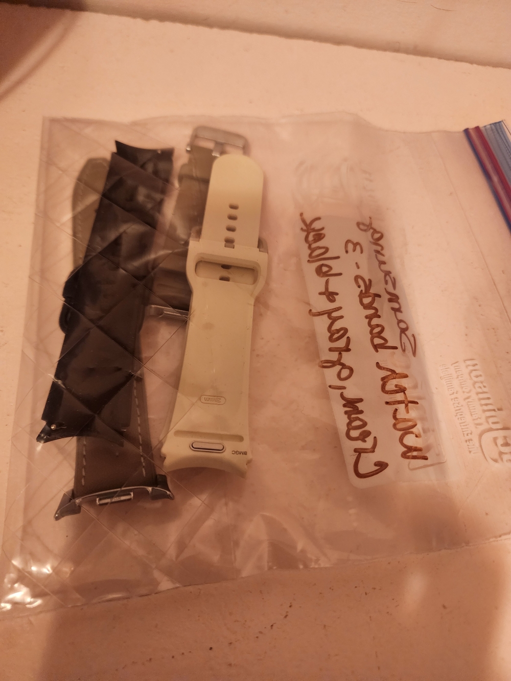 Samsung Silicone Replacement Watch Bands in Cream and Black - 2 Pack